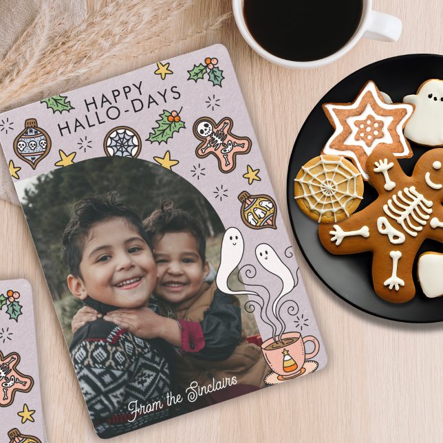 Cartão De Festividades Foto de família fofo de Halloween e Natal (Criador carregado)