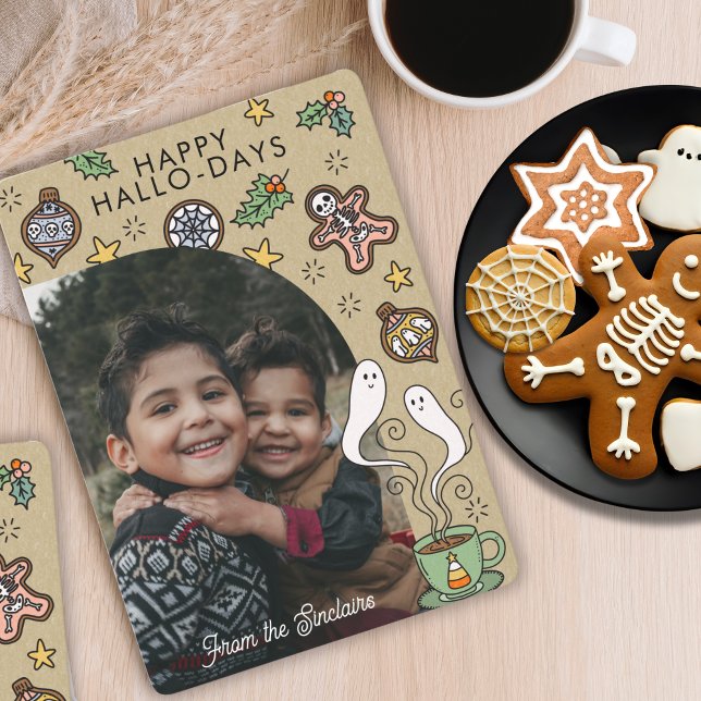 Cartão De Festividades Foto de família fofo de Halloween e Natal (Criador carregado)