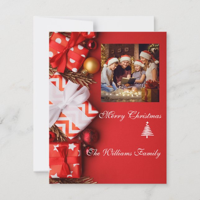 Cartão De Festividades Foto de família minimalista (Frente)