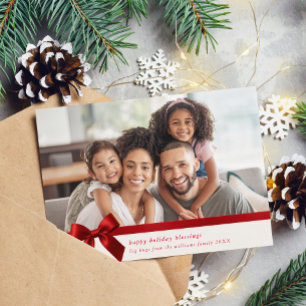 Cartão De Festividades FOTO DE FAMÍLIA moderna fofa embrulhada em laço de