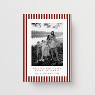 Cartão De Festividades Foto de Família Moderno Natal Listra Vermelha Cran