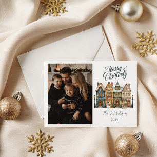 Cartão De Festividades Foto de Família Natal Rústico