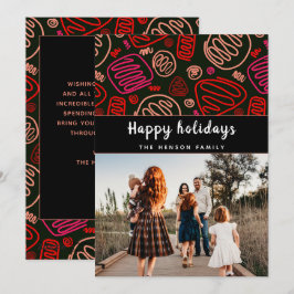 Cartão De Festividades Foto de Família Natalícia em Arte de Linha Única V