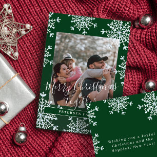 Cartão De Festividades Foto de família rústica Feliz Natal juntos verde