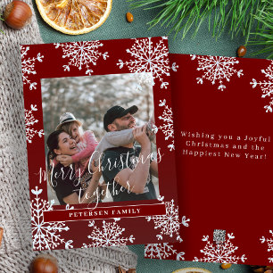 Cartão De Festividades Foto de família rústica Feliz Natal juntos vermelh