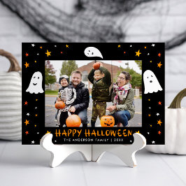 Cartão De Festividades Foto de fantasmas assustadores e estrelas de Hallo