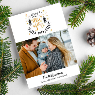 Cartão De Festividades Foto de feliz ano novo Diversão de Mão Festiva Des