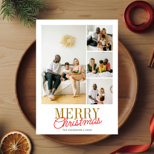 Cartão De Festividades Foto de Feliz Natal 5 com Script Manuscrito