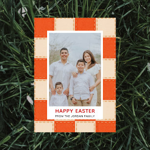 Cartão De Festividades Foto de Feliz Páscoa com padrão de coral e creme e