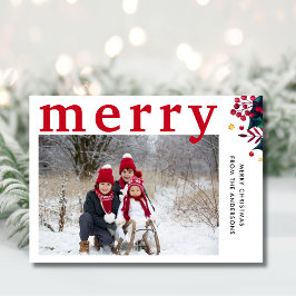 Cartão De Festividades Foto de Feliz Vermelha Simples Moderna