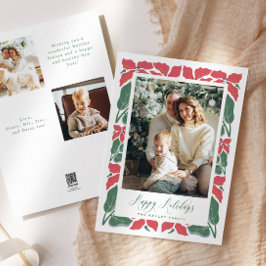 Cartão De Festividades Foto de Felizes Feriados de Script de Poinsettia M