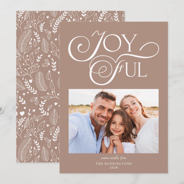 Cartão De Festividades Foto de Feriado Alegre de Padrão de Terra Moderno (Frente/Verso)