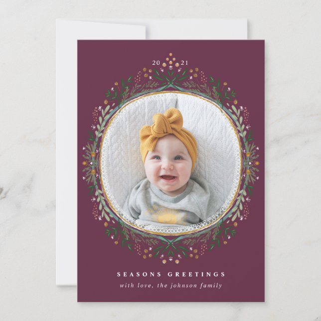 Cartão De Festividades Foto de Feriado de Flor Selvagem Desenhada à Mão (Frente)