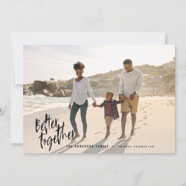 Cartão De Festividades Foto de feriado de script mínima moderna (Frente)