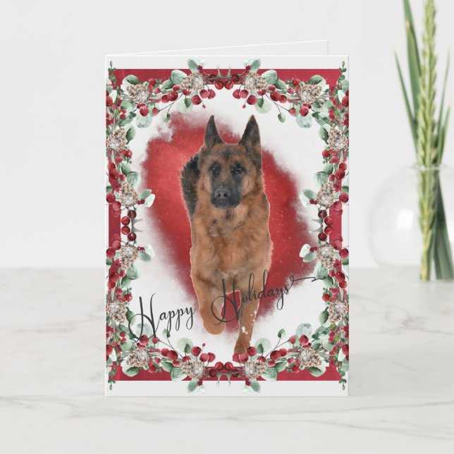 Cartão De Festividades Foto de feriado do German shepherd divertido (Frente)