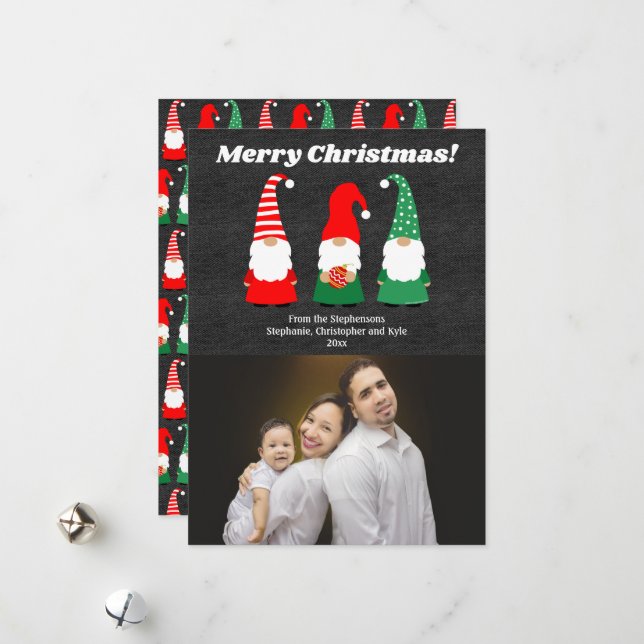 Cartão De Festividades Foto de Feriado dos Gnomos de Natal (Frente/Verso In Situ)