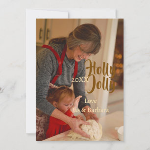 Cartão De Festividades foto de feriado em família Holly Jolly bege ano na