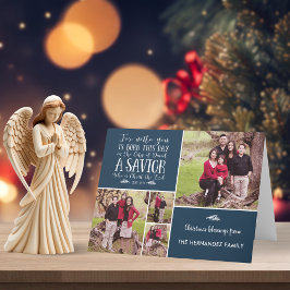 Cartão De Festividades Foto de Feriado Verso da Bíblia de Natal Rustic Bl