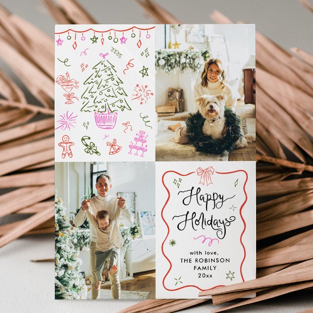 Cartão De Festividades Foto de Feriados Felizes Desenhada pela Mão de Fra (Criador carregado)