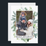 Cartão De Festividades Foto de Feriados Felizes do Quadro de Pinos de Aqu<br><div class="desc">Cartão de Férias Feliz de Feriados de Pinus Verde Elegante Moderno e Pine Cones Cones</div>