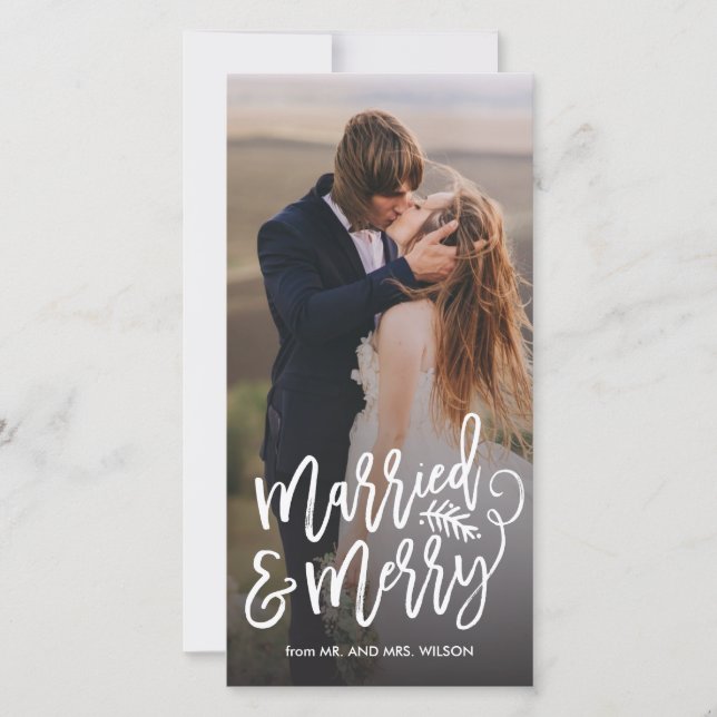 Cartão De Festividades Foto de Férias Casadas e Felizes (Frente)