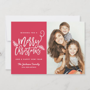 Cartão De Festividades Foto de Férias de Natal Brilhante com Script de P