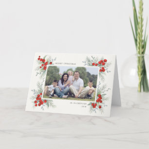 Cartão De Festividades Foto de Férias de Natal com Frutas Vermelhas Pinta