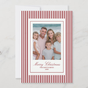 Cartão De Festividades Foto de Férias de Natal da Família com Faixa Verme