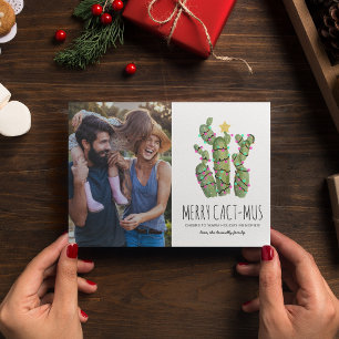 Cartão De Festividades Foto de Férias de Natal de Cacto Engraçado