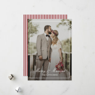 Cartão De Festividades Foto de Férias Elegante e Feliz Casamento