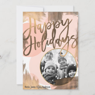 Cartão De Festividades Foto de Férias Moderna Chic Bronze e Pêssego