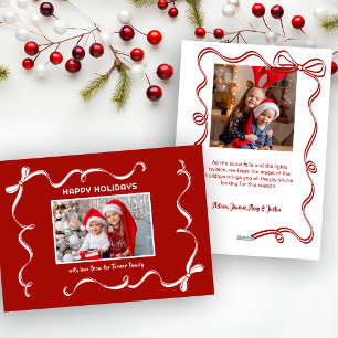 Cartão De Festividades Foto de Fita de Natal Desenhada à Mão em Fundo Ver
