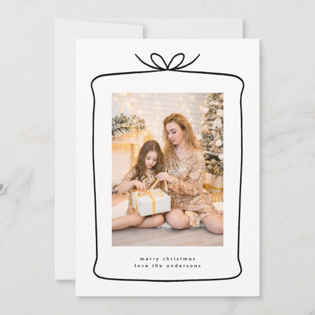 Cartão De Festividades Foto de Fita de Natal Moderno (Frente)