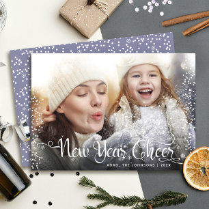 Cartão De Festividades Foto de Flocos Brancos Brancos Modernos de Cheque 