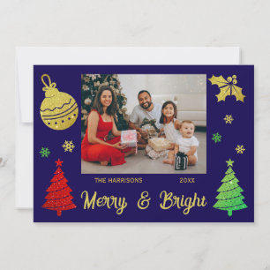 Cartão De Festividades Foto de Folha de Pão de Natal Glitter