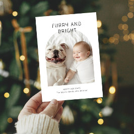Cartão De Festividades Foto de Furry and Bright Christmas Baby and Dog