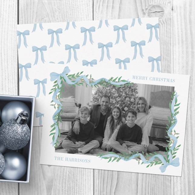 Cartão De Festividades Foto de Garland Arco Azul Watercolor (Criador carregado)