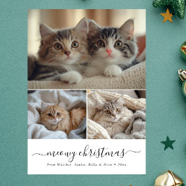 Cartão De Festividades Foto De Gato De Natal Mínimo De Manuscrito E Mau