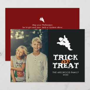 Cartão De Festividades Foto de Halloween com truque ou trato de fantasma