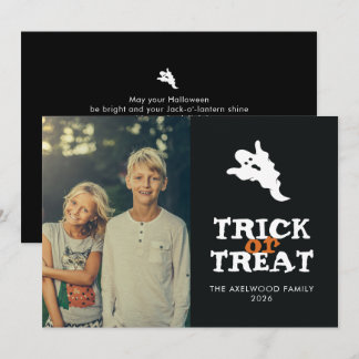 Cartão De Festividades Foto de Halloween com truque ou trato de fantasma