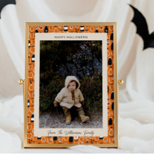 Cartão De Festividades Foto de Halloween da Farmácia Laranja Preta Modern