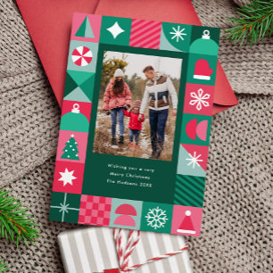 Cartão De Festividades Foto de Ícones Geométricos de Natal Moderno