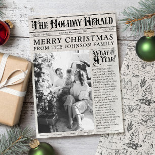 Cartão De Festividades Foto de Jornal Antigo Revisão do Ano de Natal