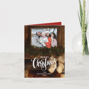 Cartão De Festividades Foto de Lareira de Inverno Rústico de Natal