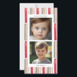 Cartão De Festividades Foto de Listras de Aquarela<br><div class="desc">Celebre a alegria da época de festas com o nosso cartão de Natal Watercolor Stripes, uma combinação perfeita de elegância e charme pessoal. Este cartão lindamente desenhado apresenta um padrão de listras em aquarela impressionante numa paleta harmoniosa de vermelho, rosa suave, sage, dourado e cinza, criando um cenário festivo e...</div>