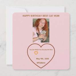 Cartão De Festividades Foto de Mãe de Gato Corações Aniversário Personali