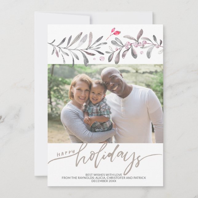 Cartão De Festividades Foto de Mistura de Aquarela de Natal sazonal (Frente)