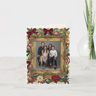 Cartão De Festividades Foto de Moldura Dourada de Natal Feliz