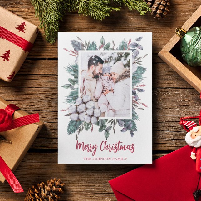 Cartão De Festividades Foto de Natal 1: flor de algodão (Criador carregado)