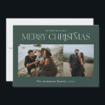 Cartão De Festividades Foto de Natal 2 verde-aquoso botânico<br><div class="desc">Feliz Natal,  moderno e elegante,  cor d'água seca,  cor botânica,  muda de cor verde,  cor verde,  feriado 2 foto,  cartão de Natal.</div>